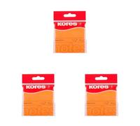 Kores - Foglietti Adesivi Arancione Neon, Note Adesive per Scuola e Ufficio, 75 x 75 mm, Confezione da 3 Blocchetto con 100 Fogli