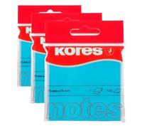 Kores - Foglietti Adesivi Blu Neon, Note Adesive per Scuola e Ufficio, 75 x 75 mm, Confezione da 1 Blocchetto con 100 Fogli