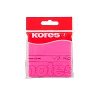 Kores - Foglietti Adesivi Magenta Neon, Note Adesive per Scuola e Ufficio, 75 x 75 mm, Confezione da 1 Blocchetto con 100 Fogli