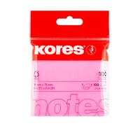 Kores - Foglietti Adesivi Rosa - Note Autoadesive, Blocco Memo - Materiale Scolastico, per Insegnanti e Ufficio - 75x75mm, Confezione da 100 Fogli in Magenta