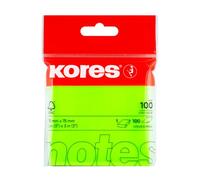 Kores - Foglietti Adesivi Verdi - Note Autoadesive, Blocco Memo - Materiale Scolastico, per Insegnanti e Ufficio - 75 x 75 mm, Confezione da 100