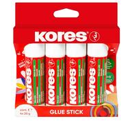 Kores - Glue Stick: Colla Stick a Forte Tenuta, Collante Sicura e non Tossico, Ideale per Fai-Da-Te, Rispettosa dell'Ambiente, Confezione da 4 x 20g