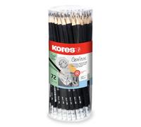 Kores - Grafitos: Matite di Grafite HB con Mina Morbida e Gomma da Cancellare, Forma Esagonale Ergonomica, Confezione da 72