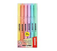 Kores - High Liner Fine: Evidenziatori a Penna, Punta Fina a Scalpello con Inchiostro a Base d'Acqua, Set da 6 Colori Assortiti