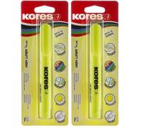 Kores - High Liner Plus: Evidenziatore a Penna Giallo Fluorescente, Punta a Scalpello con Inchiostro a Base d'Acqua, Ideali per la Scuola e per l'Ufficio, Confezione da 2