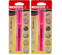 Kores - High Liner Plus: Evidenziatore a Penna Rosa Fluorescente, Punta a Scalpello con Inchiostro a Base d'Acqua, Ideali per la Scuola e per l'Ufficio, Confezione da 2