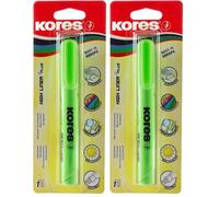 Kores - High Liner Plus: Evidenziatore a Penna Verde Fluorescente, Punta a Scalpello con Inchiostro a Base d'Acqua, Ideali per la Scuola e per l'Ufficio, Confezione da 2