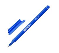 Kores - K-Liner: Fineliners con Inchiostro Blu, Punta Fine Rivestita di Metallo da 0,4 mm, Ideale per Disegnare a Scuola o in Ufficio, Forma Ergonimica Triangolare, Confezione da 12