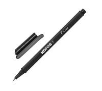 Kores - K-Liner: Fineliners con Inchiostro Nero, Punta Fine Rivestita di Metallo da 0,4 mm, Ideale per Disegnare a Scuola o in Ufficio, Forma Ergonimica Triangolare, Confezione da 12