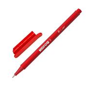 Kores - K-Liner: Fineliners con Inchiostro Rosso, Punta Fine Rivestita di Metallo da 0,4 mm, Ideale per Disegnare a Scuola o in Ufficio, Forma Ergonimica Triangolare, Confezione da 12