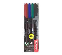 Kores - K-Marker P1: Pennarello Indelebile a Punta Fina con Inchiostro Waterproof e Inodore, Adatto per Tutte le Superfici, Set di 4 Colori Assortiti