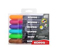 Kores - K-Marker XP1: Pennarello Indelebile a Punta Rotonda con Inchiostro Waterproof e Inodore , Adatto per Tutte le Superfici, Set di 6 Colori Assortiti
