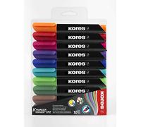 Kores - K-Marker XP2: Pennarello Indelebile con Punta a scalpello, Inchiostro Waterproof e Inodore, Adatto per Tutte le Superfici, Set di 10 Colori Assortiti