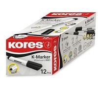 Kores - K-Marker XW1: Pennarello Nero a Punta Rotonda per Lavagna Bianca, Inchiostro Pulibile a Secco e Inodore, Ideale per la Scuola e l'Ufficio, Set di 12 Pezzi