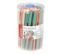 Kores - K0R-M: penne a sfera con inchiostro semi-gel blu in design vintage, punta media biro da 1 mm per una scrittura fluida, forma ergonomica triangolare, materiale per scuola e ufficio, confezione