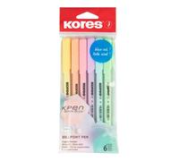 Kores - K0R-M: Penne a Sfera in Colori Pastello, Biro a Punta Media da 1 mm con Inchiostro in Semi-Gel Blu, Forma Triangolare Ergonomica, Confezione da 6 Penne in 6 Colori Assortiti