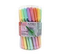Kores - K0R-M: Penne a Sfera in Colori Pastello, Biro a Punta Media da 1 mm con Inchiostro in Semi-Gel Blu, Forma Triangolare Ergonomica, Confezione da 50 penne in 6 colori assortiti