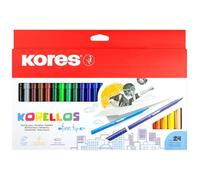 Kores - Korellos: 24 Pennarelli Colorati per Bambini e Adulti con Punta Conica, Lavabili e di Lunga Durata, Articoli per la Scuola, Set da 24 Colori Assortiti