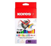 Kores - Korellos 2in1: 10 Pennarelli Colorati a Doppia Punta per Bambini e Adulti con Punta Conica e Fine, Lavabili e di Lunga Durata, Set da 10 Colori Assortiti
