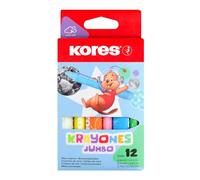 Kores - Krayones: 12 Pastelli a Cera per Bambini, Dimensione Jumbo e Forma Triangolare Ergonomica, Non Tossico e Adatto ai Bambini, Bricolage e Articoli per la Scuola, Set da 12 Colori Assortiti
