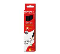 Kores - Matita HB con gommino, 12 pz, nero