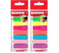 Kores - Segnapagina Trasparente a Forma di Bandiera, Strisce Adesive Colorate Ideali per l'Ufficio e la Scuola, 12 x 45 mm, Confezione di 8 Colorazioni per 25 Strisce Ciascuno (Confezione da 2)