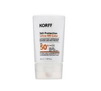 Korff 365 Protection - Ultra 100 Color Fluido Viso SPF50+, Protezione Solare Molto Alta per Pelli Sensibili, 40 ml