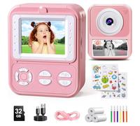 Korffe Fotocamera istantanea per bambini con 3 rotoli di carta da stampa e scheda da 32 GB, fotocamera digitale da 2,4 pollici con 6 penne colorate, regalo per 3-14 anni