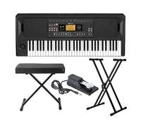 Korg Pacchetto di tastiera EK-50 Entertainer con panca per tastiera regolabile in stile X, supporto per tastiera regolabile e pedale Sustain (4 articoli)