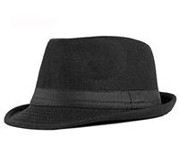 Korhleoh Classico Uomo Donna Feltro Cappello Panama Uomo Elegante Cappello Fedora Gangster Trilby Cappello Jazz Caps 56-58 cm