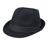 KorhLeoh Toddler Kids Cappello Fedora in Feltro Nero Cappello Trilby Manhattan Gangster-Hat Panama Jazz Cappello Cubano