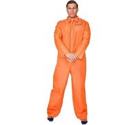 korifejus Costume da prigioniero da uomo, tuta fuga dalla prigione, colore classico arancione per feste di carnevale con tema di addio al nubilato (XL)