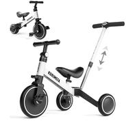 KORIMEFA 4 IN 1 Triciclo Bambini Triciclo con Maniglione di Spinta il Genitore per 1-3 Anni Ragazzi Ragazze Triciclo per Bambini Bicicletta Equilibrio Sedile e Maniglia Regolabili