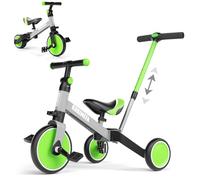 KORIMEFA 4 IN 1 Triciclo Bambini Triciclo con Maniglione di Spinta il Genitore per 1-3 Anni Ragazzi Ragazze Triciclo per Bambini Bicicletta Equilibrio Sedile e Maniglia Regolabili