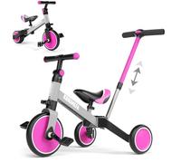 KORIMEFA 4 IN 1 Triciclo Bambini Triciclo con Maniglione di Spinta il Genitore per 1-3 Anni Ragazzi Ragazze Triciclo per Bambini Bicicletta Equilibrio Sedile e Maniglia Regolabili