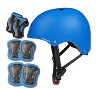 KORIMEFA Casco Bici Protezioni Set per Bambini Ginocchiere Gomitiere e Protezione Polso per Bambini da 3-13 Anni, Casco per Hoverboard, Pattini in Linea, BMX e Bicicletta