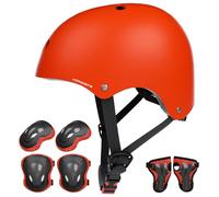 KORIMEFA Casco Bici Protezioni Set per Bambini Ginocchiere Gomitiere e Protezione Polso per Bambini da 3-13 Anni, Casco per Hoverboard, Pattini in Linea, BMX e Bicicletta