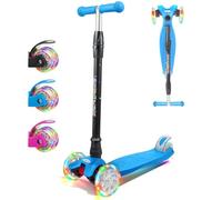 KORIMEFA Monopattino 3 ruote per bambini dai 3-12 Anni, monopattino per bambini e ragazze, con ruote lampeggianti a LED in PU e con 3 altezze regolabili, per Bambini (Blu)