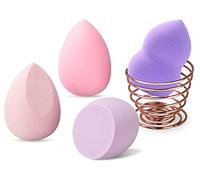 Korintin Beauty Blender, Spugnette Trucco, 4 pz con 1 Supporto, Lavabili Senza Lattice Spugna Cosmetica per Fondotinta Impeccabile, per Liquidi, Crema e Polvere, Regalo per le Donne