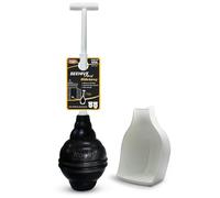 Korky 97-5A BeehiveMAX Hideaway, Stura WC con supporto, resistente e potente, con supporto, antigoccia, adatto per WC di tutte le forme, nero