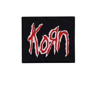 Korn - Toppa ricamata a fascia metallica, colore: Nero rosso