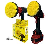 Kornely Kornely Premium Drill Brush Professio Premium Drill Brush Professional - Medium-Soft 15 cm Giallo | Spazzola antigraffio per la pulizia di piastrelle, intonaco, vasca da bagno, doccia, fibra