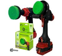 Kornely Spazzola professionale 2 in 1 per trapano e smerigliatrice angolare, durezza media, 10 cm, verde, antigraffio, per la pulizia della cucina, per forni, piani di lavoro, piastrelle, armadi