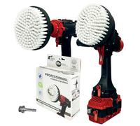 Kornely Spazzola professionale per trapano 2 in 1 per trapano e smerigliatrice angolare, extra morbida, 15 cm, bianca, spazzola per la pulizia antigraffio per tappeti, tappezzeria, sedili in pelle