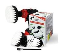 Kornely Spazzola Trapano Premium, Extra Morbida Kit 5pz, Bianco, Delicata | 10x piu efficiente, antigraffio, setole a doppia densita; pelli, tessuti, tappeti, vetro; gambi 6 e 8mm
