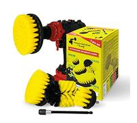 Kornely Spazzola Trapano Premium, Morbida Kit 5pz, Giallo, Bagno & Multiuso | 10x piu efficiente, antigraffio, setole a doppia densita; piastrelle, box doccia, bagno, cucina; gambi 6 e 8mm