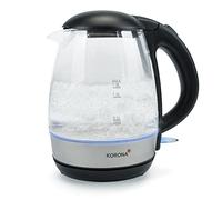 Korona Bollitore in vetro 20608, capacità 1,2 litri, illuminazione a LED blu durante il processo di cottura, elemento riscaldante nascosto, protezione contro il surriscaldamento e l'essiccazione