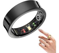 Korons Smart Ring, Anello for La Salute Con Ip68 Impermeabile, Leggero E Confortevole, Compatibile Con Android E Ios, Dispositivo Indossabile, Contapassi E Monitoraggio Della Distanza(Black,#9)