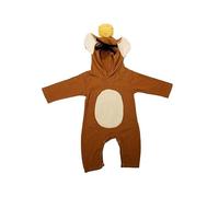 KorrbO Costume da Topo Marrone per Neonato Bambino Pagliaccetto Intero con Cappuccio in Cotone Bimba Bimbo Tutina a Manica Lunga Unisex, Marrone, 9-12 Mesi