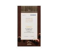KORRES ARGAN OIL Colorant - tintura per capelli senza ammoniaca all'olio di argan biologico, Biondo cenere 7.1, 100% di copertura dei capelli bianchi e vegano